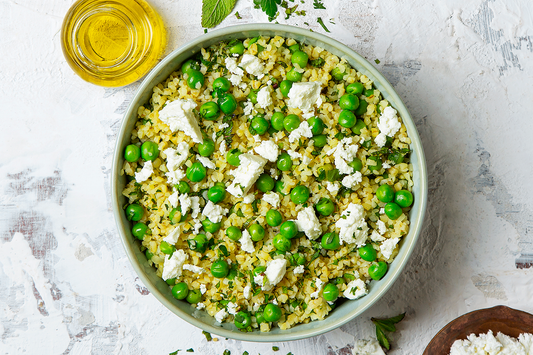 Bulgur com Ervilhas, Feta e Hortelã