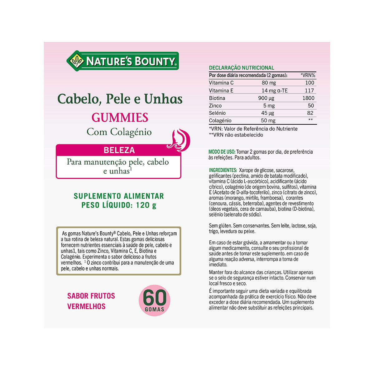 Cabelo Pele Unhas 60 Gomas - Go Natural