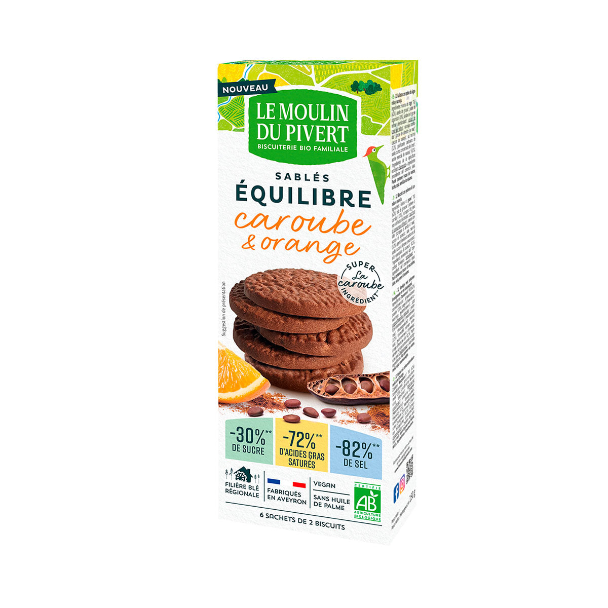 Bolacha Equilíbrio Alfarroba e Laranja BIO Vegan 150 gr - Go Natural
