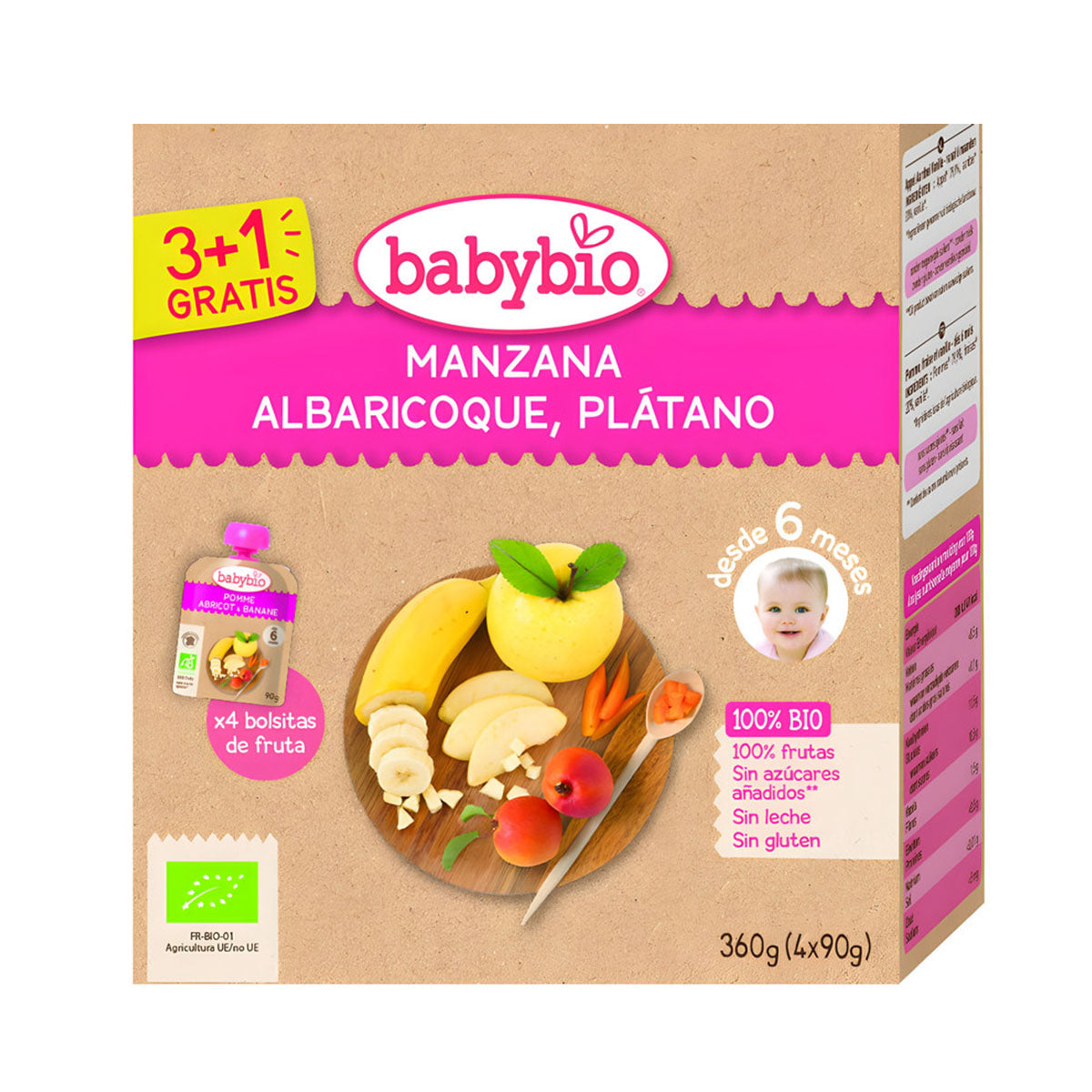 Bolsa Fruta Maçã/Bana/Damasco BIO 4X90 gr - Go Natural