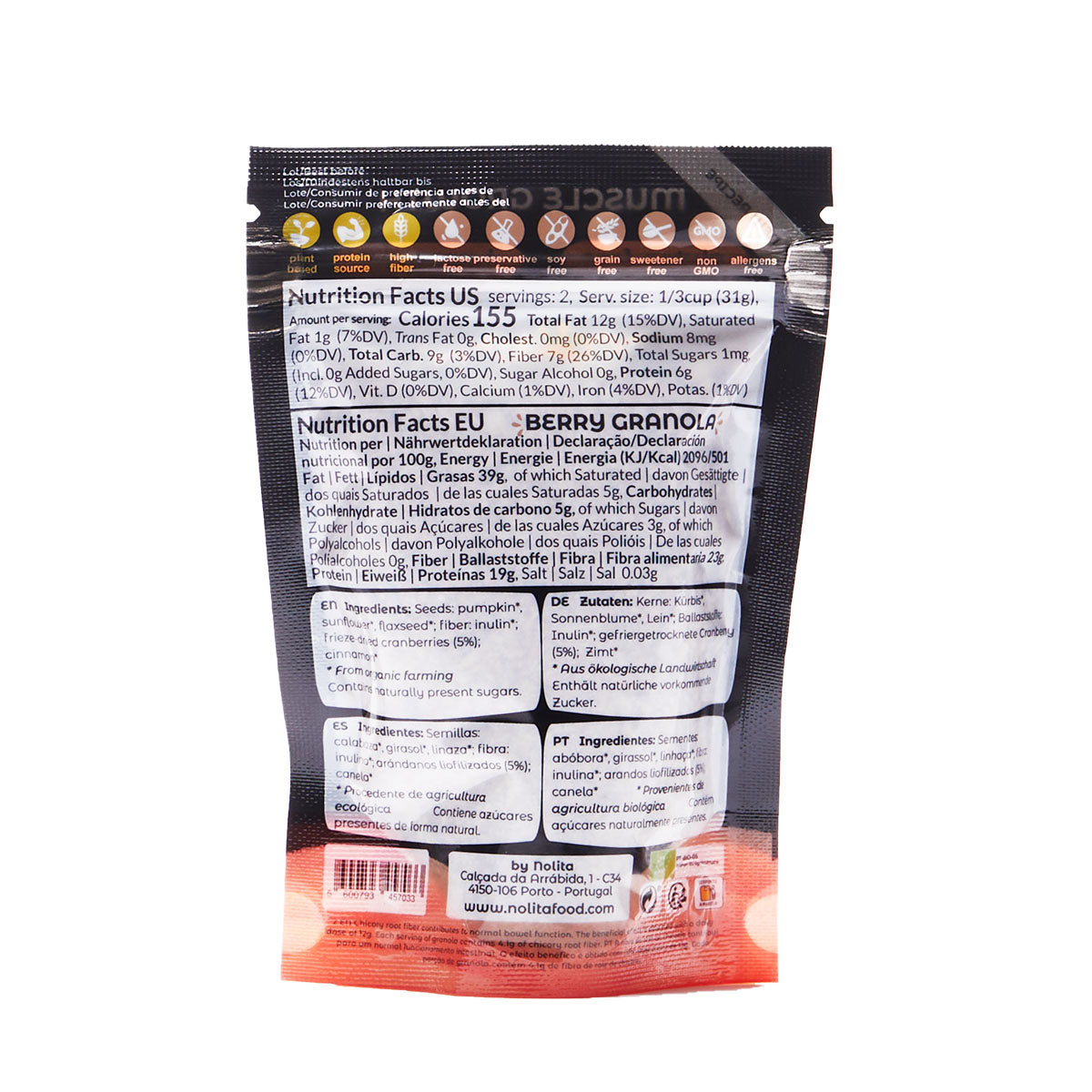 Granola Berry BIO S/Glúten Low Carb 340 gr - Go Natural