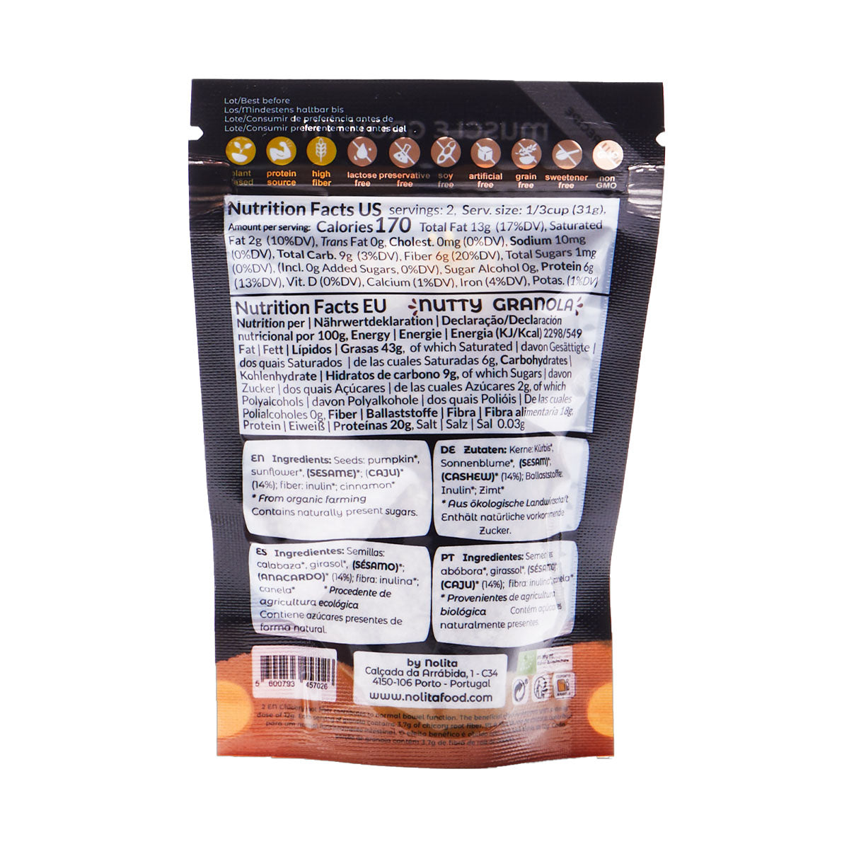 Granola Nutty BIO S/Glúten Low Carb 340 gr - Go Natural