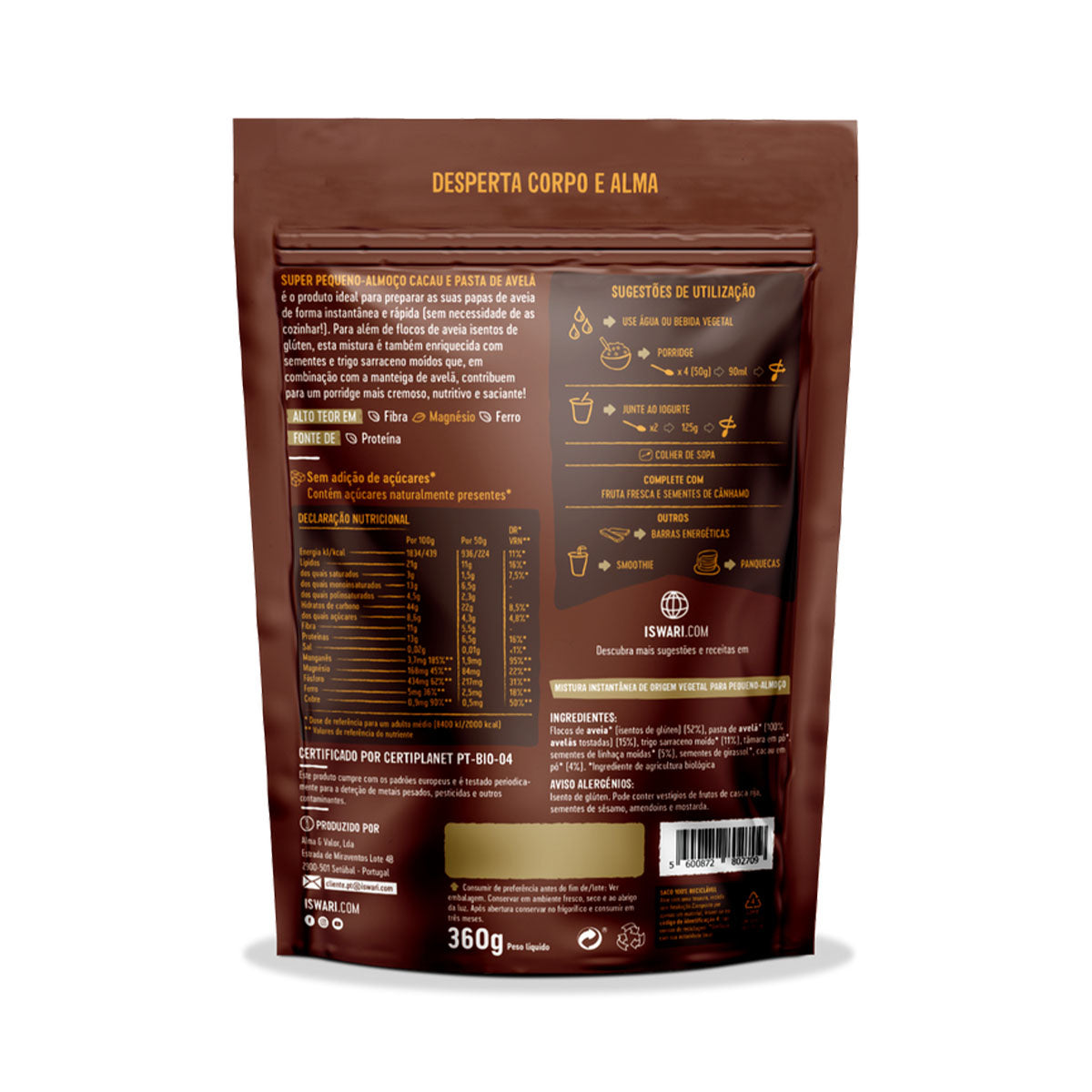 Super Pequeno Almoço Cacau e Avelã 360 gr - Go Natural