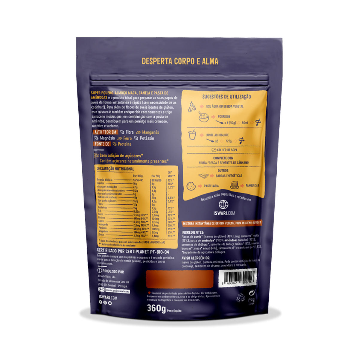 Super Pequeno Almoço Amendoa, Maca e Canela 360 gr - Go Natural