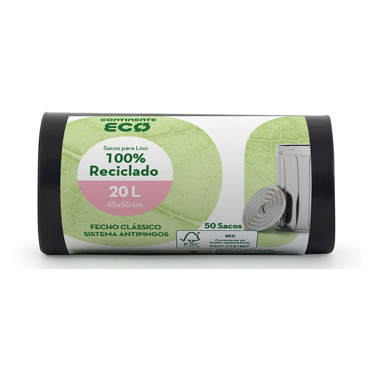 Sacos Lixo 100% Reciclado Fecho Clássico 20 lt - Go Natural