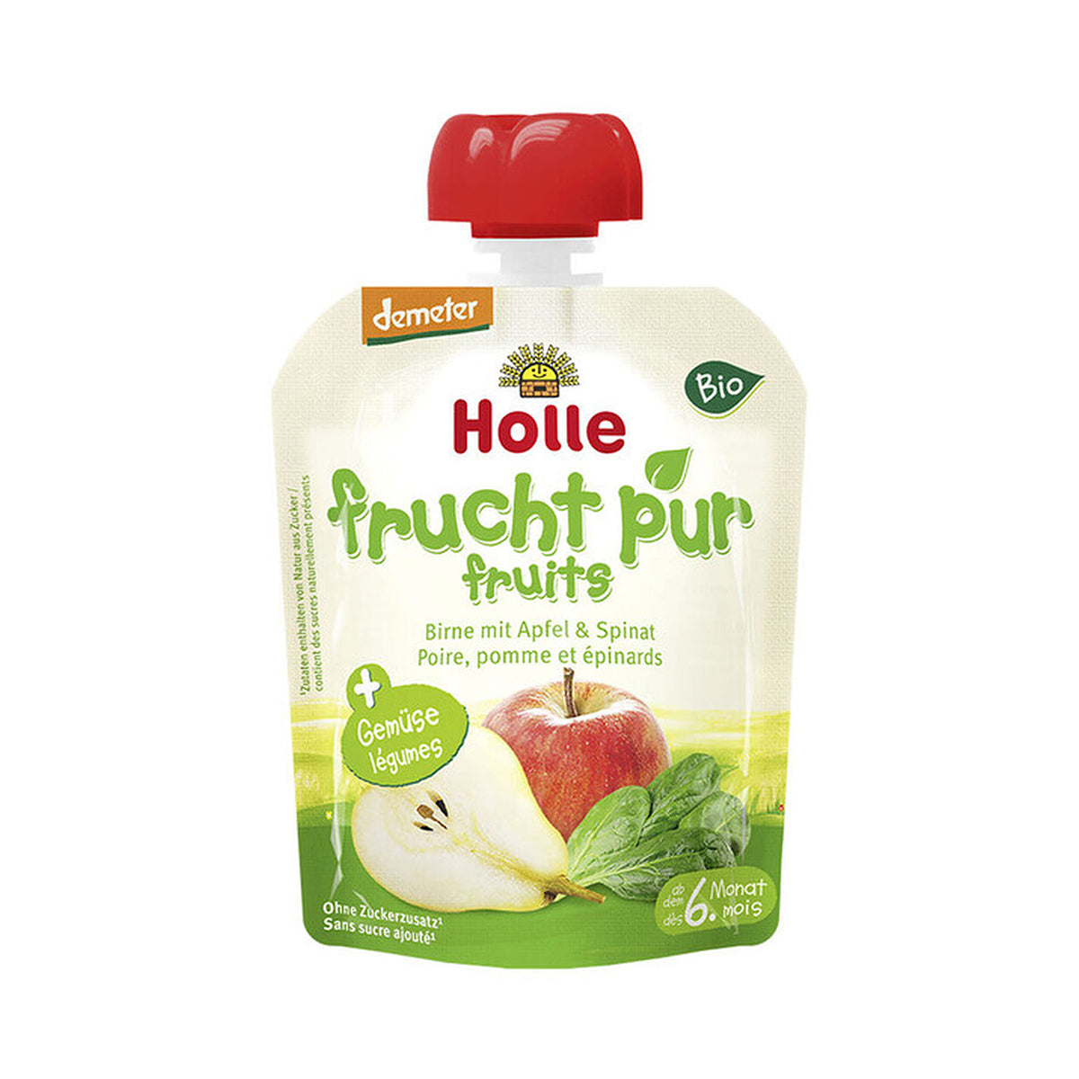 Saqueta Puré de Pêra, Maçã e Espinafres 6M 90 gr - Go Natural