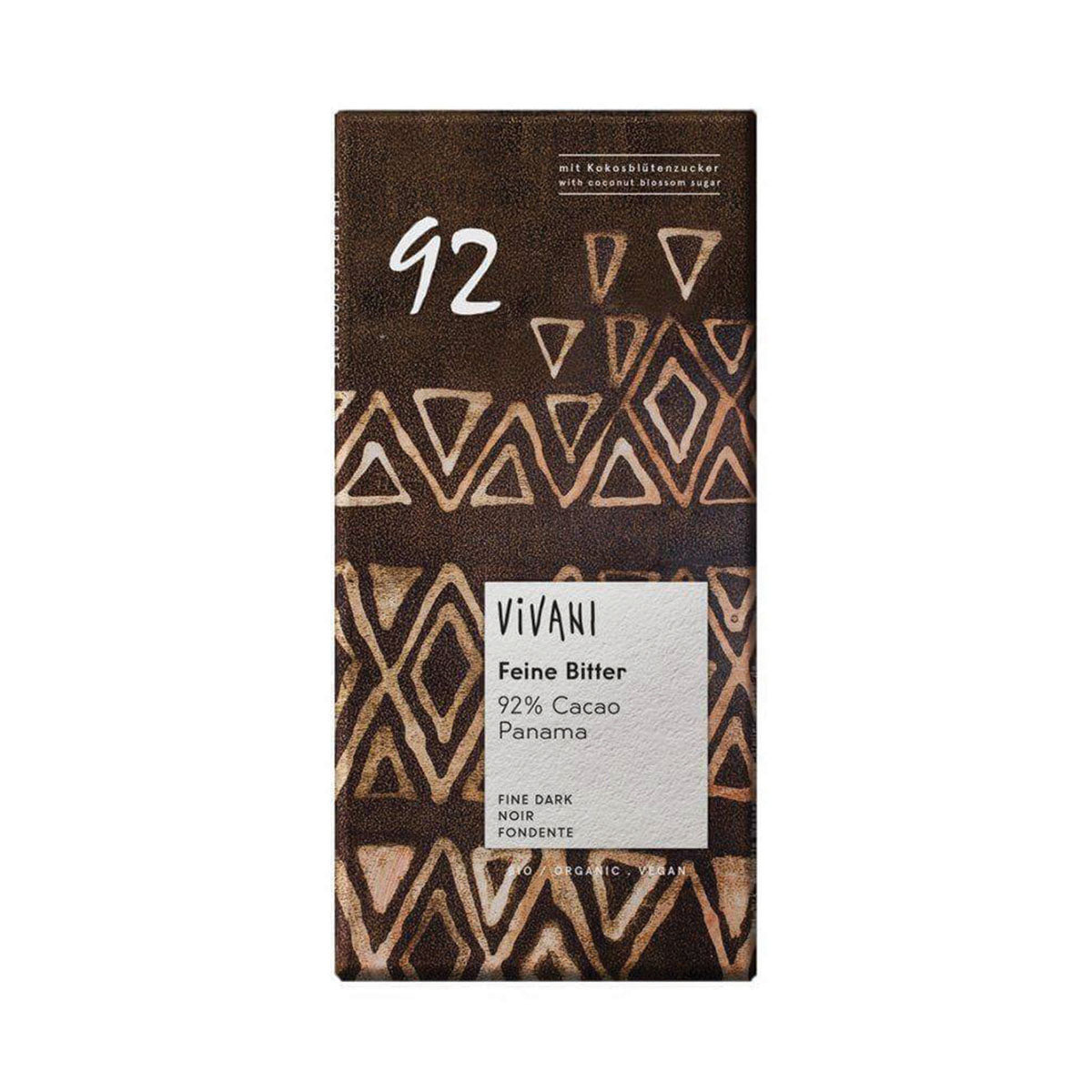Chocolate Escuro 92% com Açúcar de Côco Vivani BIO 80gr - Go Natural