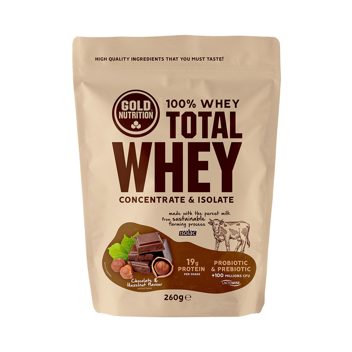 Total Whey Chocolate Avelã 260 gr - Go Natural