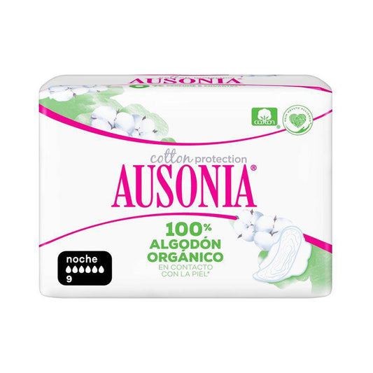Penso Higiénico Ausonia Cott Prot Noi Alas 9un - Go Natural