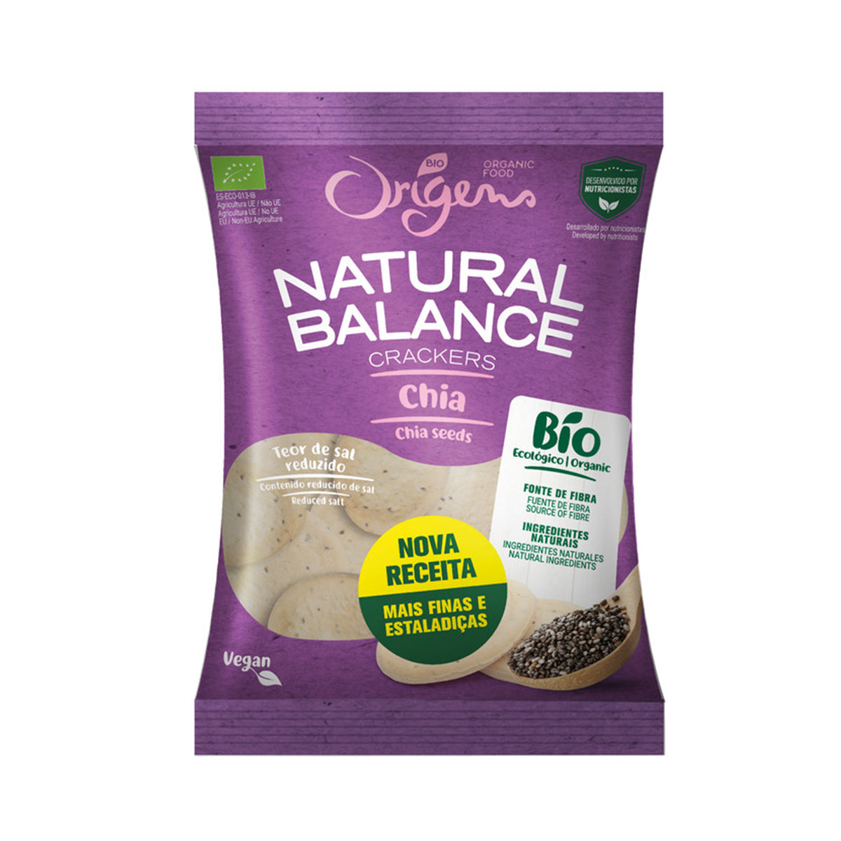 Bolachas Crackers com Chia Natural Balance BIO 150 gr - Go Natural