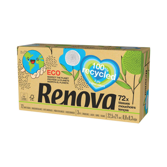 Lenços Faciais 100% Recycled 3 Folhas 72 un. - Go Natural